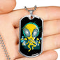 Alien UFO Fan Gift Alien Psychedelic Necklace Stainless Steel or 18k Gold Dog Tag 24" Chain-Express Your Love Gifts