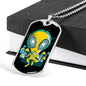 Alien UFO Fan Gift Alien Psychedelic Necklace Stainless Steel or 18k Gold Dog Tag 24" Chain-Express Your Love Gifts