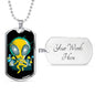 Alien UFO Fan Gift Alien Psychedelic Necklace Stainless Steel or 18k Gold Dog Tag 24" Chain-Express Your Love Gifts