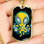 Alien UFO Fan Gift Alien Psychedelic Necklace Stainless Steel or 18k Gold Dog Tag 24" Chain-Express Your Love Gifts