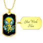 Alien UFO Fan Gift Alien Psychedelic Necklace Stainless Steel or 18k Gold Dog Tag 24" Chain-Express Your Love Gifts