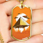 Alien UFO Fan Gift Alien Pyramid Necklace Stainless Steel or 18k Gold Dog Tag 24" Chain-Express Your Love Gifts