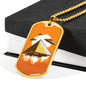 Alien UFO Fan Gift Alien Pyramid Necklace Stainless Steel or 18k Gold Dog Tag 24" Chain-Express Your Love Gifts