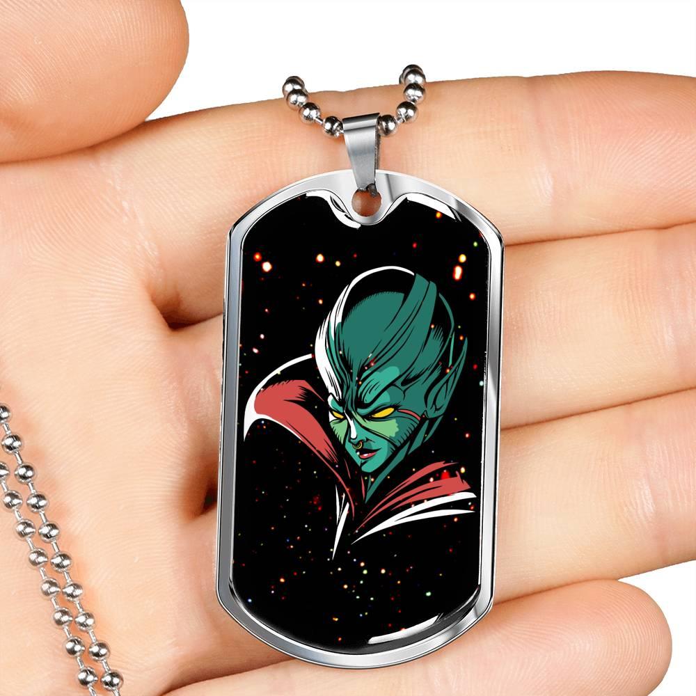 Alien UFO Fan Gift Alien Queen Necklace Stainless Steel or 18k Gold Dog Tag 24" Chain-Express Your Love Gifts
