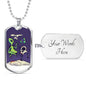 Alien UFO Fan Gift Alien Smoking Hookah Necklace Stainless Steel or 18k Gold Dog Tag 24" Chain-Express Your Love Gifts