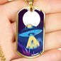 Alien UFO Fan Gift Alien UFO Fan Gift Abduction Necklace Stainless Steel or 18k Gold Dog Tag 24" Chain-Express Your Love Gifts