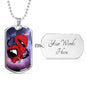 Alien UFO Fan Gift Alien UFO Fan Gift Red Astronauts Necklace Stainless Steel or 18k Gold Dog Tag 24" Chain-Express Your Love Gifts