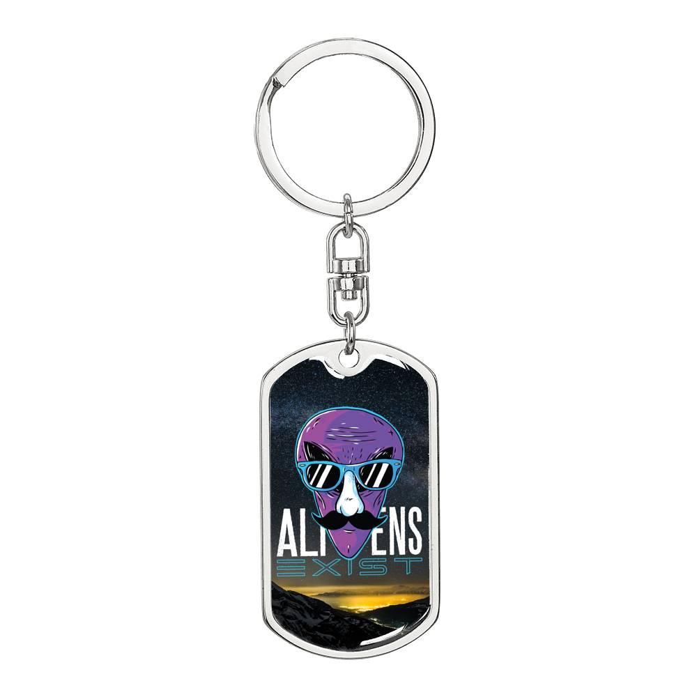 Alienexist Dog Tag Pendant Keychain Stainless Steel or 18k Gold-Express Your Love Gifts
