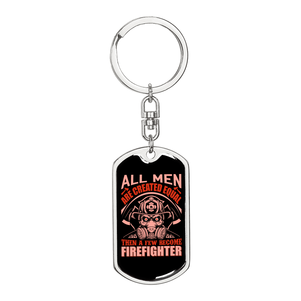 All Are Created Equal Keychain Stainless Steel or 18k Gold Dog Tag Keyring-Express Your Love Gifts