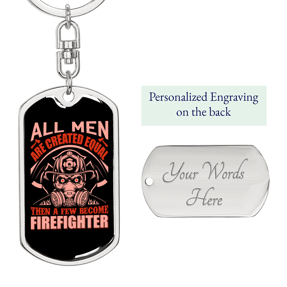 All Are Created Equal Keychain Stainless Steel or 18k Gold Dog Tag Keyring-Express Your Love Gifts