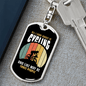 All I CAre About Is Cycling Keychain Stainless Steel or 18k Gold Dog Tag Keyring-Express Your Love Gifts