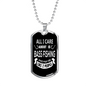 All I Care Fishing Necklace Stainless Steel or 18k Gold Dog Tag 24" Chain-Express Your Love Gifts