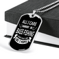 All I Care Fishing Necklace Stainless Steel or 18k Gold Dog Tag 24" Chain-Express Your Love Gifts