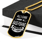 All I Care Fishing Necklace Stainless Steel or 18k Gold Dog Tag 24" Chain-Express Your Love Gifts