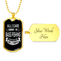 All I Care Fishing Necklace Stainless Steel or 18k Gold Dog Tag 24" Chain-Express Your Love Gifts