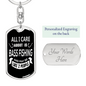 All I CAre Is Bassfishing Fishing Keychain Stainless Steel or 18k Gold Dog Tag Keyring-Express Your Love Gifts