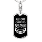 All I CAre Is Bassfishing Fishing Keychain Stainless Steel or 18k Gold Dog Tag Keyring-Express Your Love Gifts