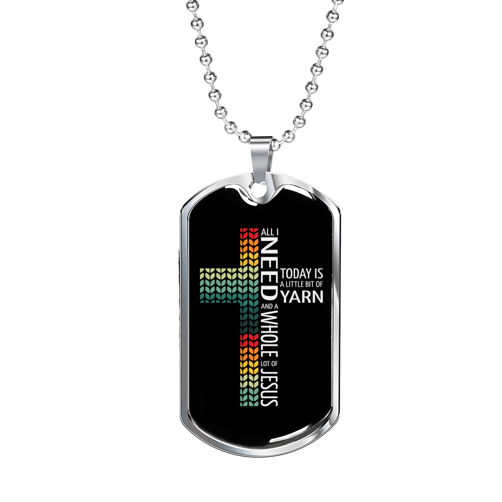 All I Need Jesus Necklace Stainless Steel or 18k Gold Dog Tag 24" Chain-Express Your Love Gifts