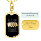 All In Wood Time Swivel Keychain Woodworker Dog Tag Stainless Steel or 18k Gold-Express Your Love Gifts