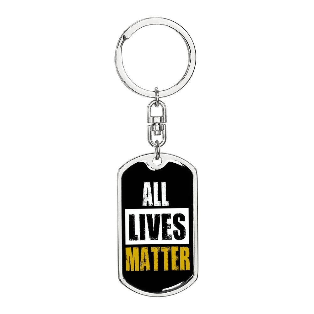 All Lives Matter Dog Tag Pendant Keychain Stainless Steel or 18k Gold-Express Your Love Gifts