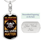 All Lives Matter Firefighter Keychain Stainless Steel or 18k Gold Dog Tag Keyring-Express Your Love Gifts