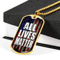 All Lives Matter Necklace Stainless Steel or 18k Gold Dog Tag 24" Chain-Express Your Love Gifts