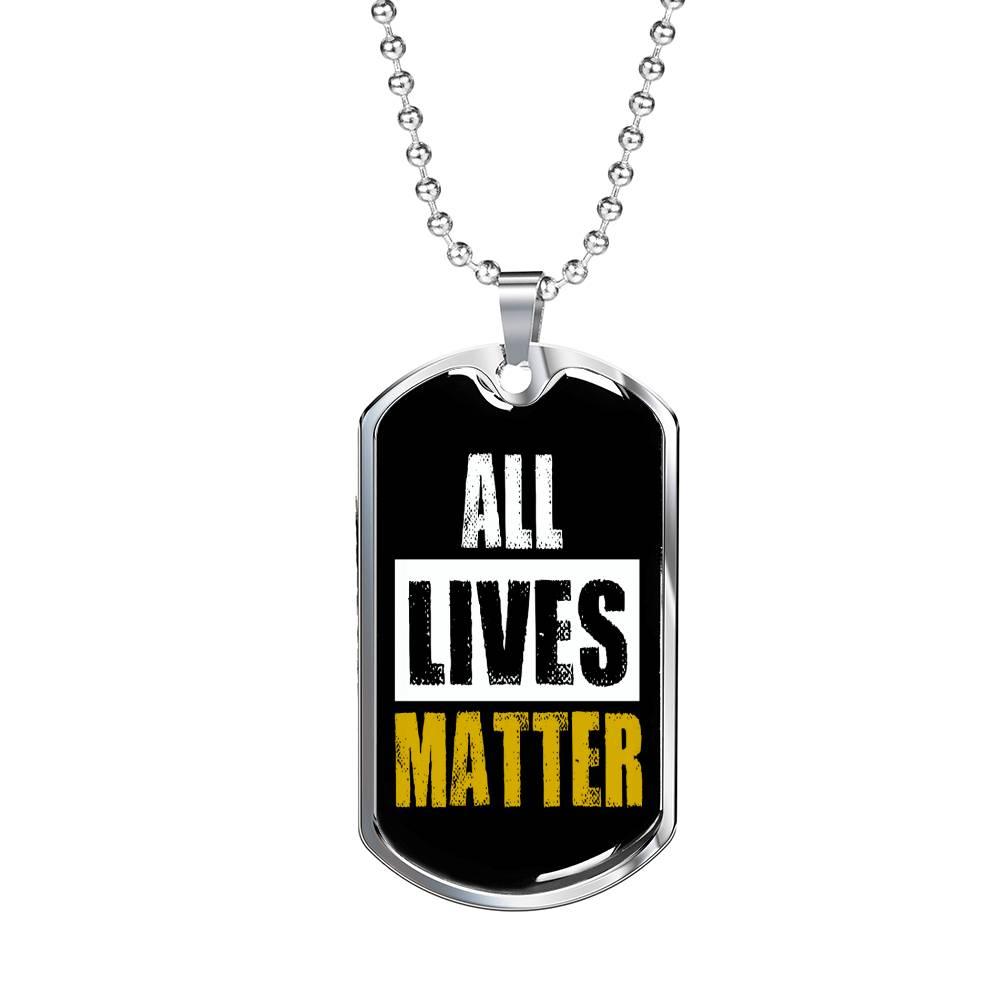 All Lives Matter Prolife Necklace Stainless Steel or 18k Gold Dog Tag 24" Chain-Express Your Love Gifts