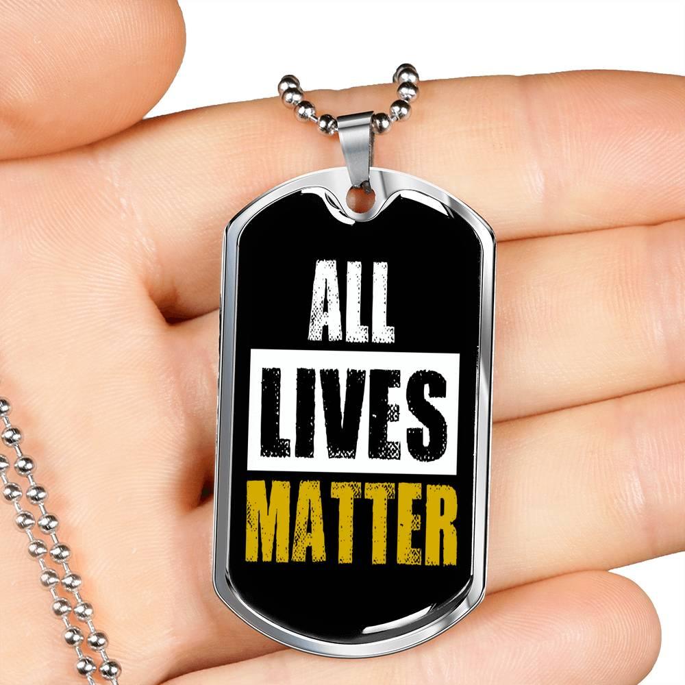 All Lives Matter Prolife Necklace Stainless Steel or 18k Gold Dog Tag 24" Chain-Express Your Love Gifts