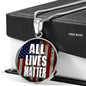 All Lives Matter Us Flag Circle Necklace Stainless Steel or 18k Gold 18-22"-Express Your Love Gifts