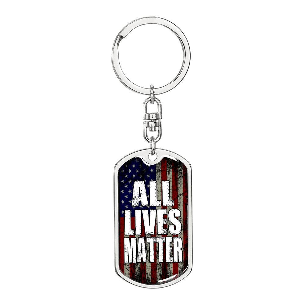 All Lives Matter Us Flag Dog Tag Pendant Keychain Stainless Steel or 18k Gold-Express Your Love Gifts