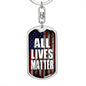 All Lives Matter Us Flag Dog Tag Pendant Keychain Stainless Steel or 18k Gold-Express Your Love Gifts