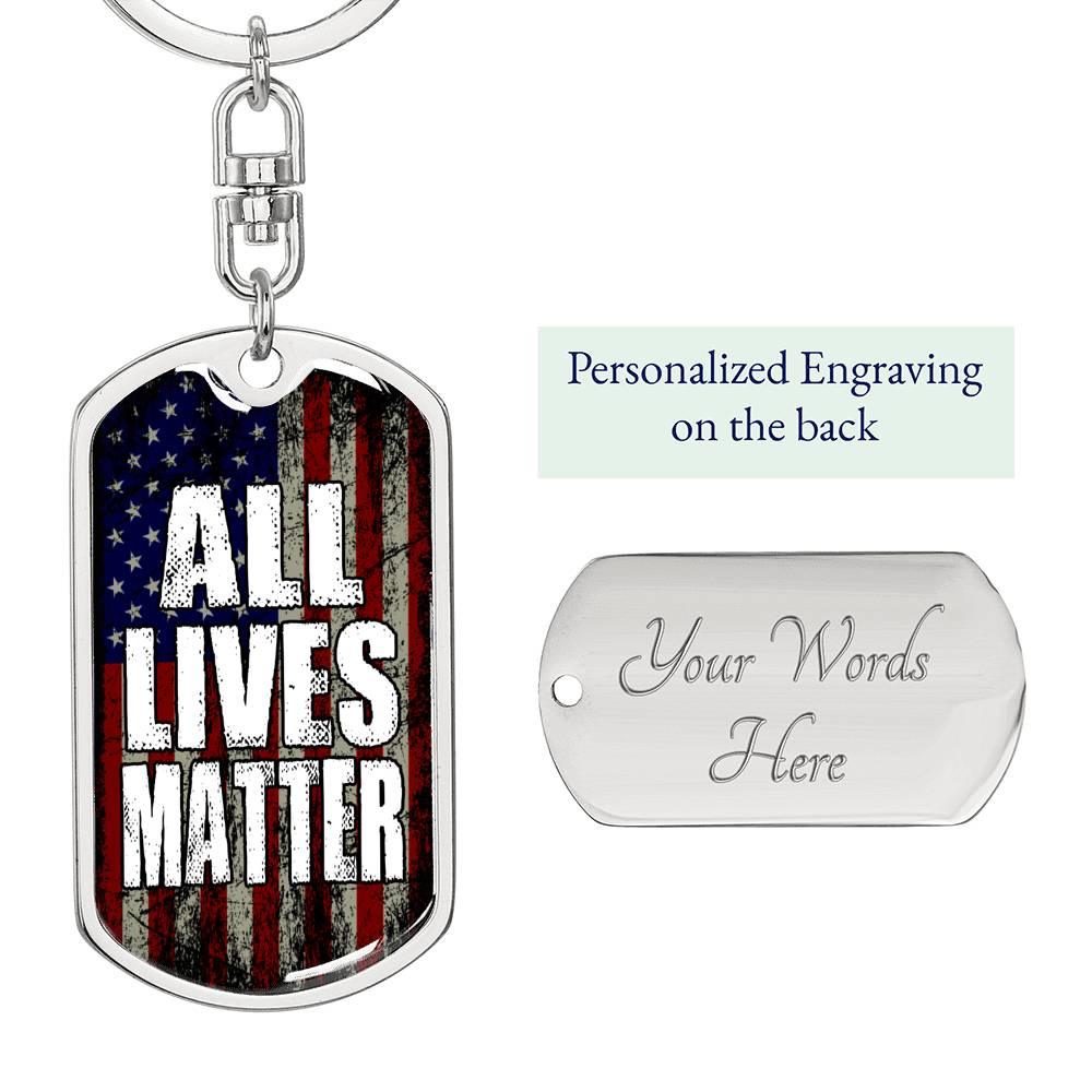All Lives Matter Us Flag Dog Tag Pendant Keychain Stainless Steel or 18k Gold-Express Your Love Gifts