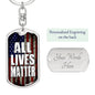 All Lives Matter Us Flag Dog Tag Pendant Keychain Stainless Steel or 18k Gold-Express Your Love Gifts