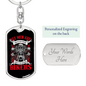 All Men Are Bikers Biker Keychain Stainless Steel or 18k Gold Dog Tag Keyring-Express Your Love Gifts
