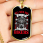 All Men Are Bikers Biker Necklace Stainless Steel or 18k Gold Dog Tag 24"-Express Your Love Gifts