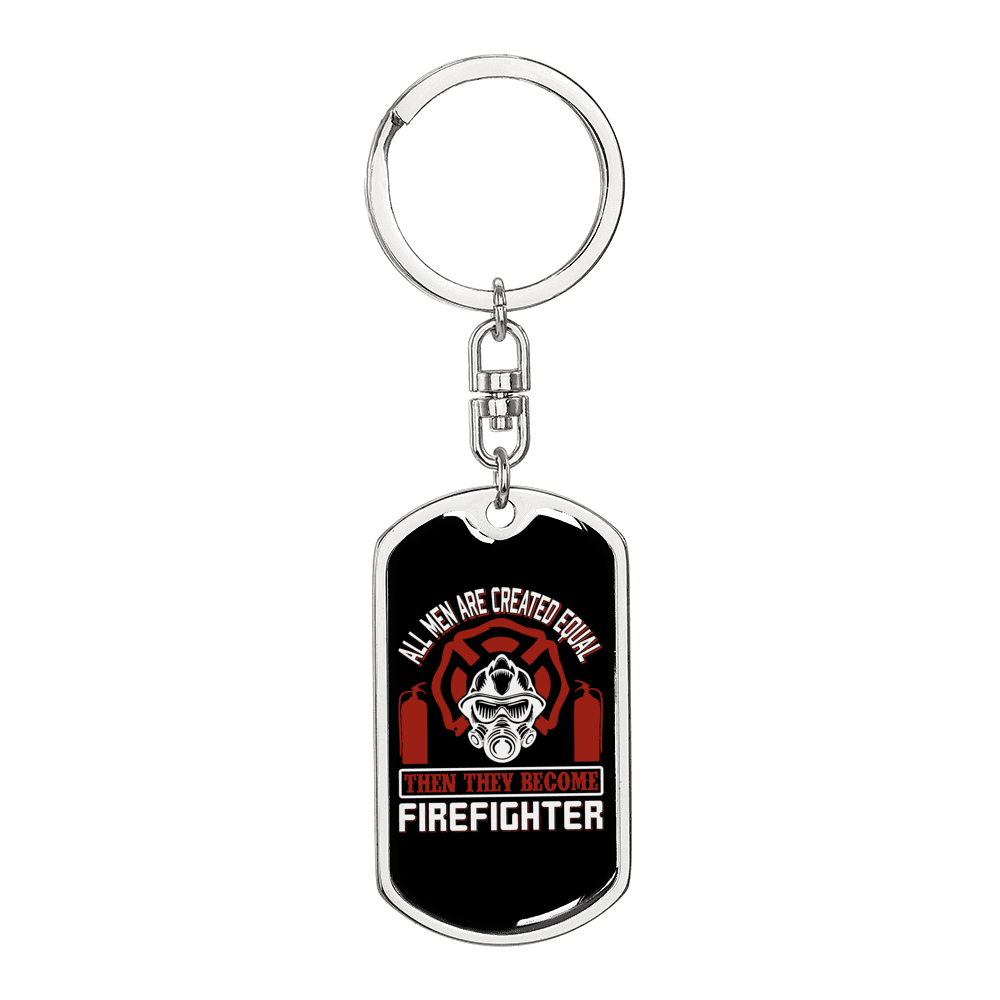 All Men Created Equal Keychain Stainless Steel or 18k Gold Dog Tag Keyring-Express Your Love Gifts