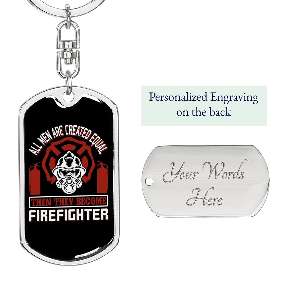 All Men Created Equal Keychain Stainless Steel or 18k Gold Dog Tag Keyring-Express Your Love Gifts