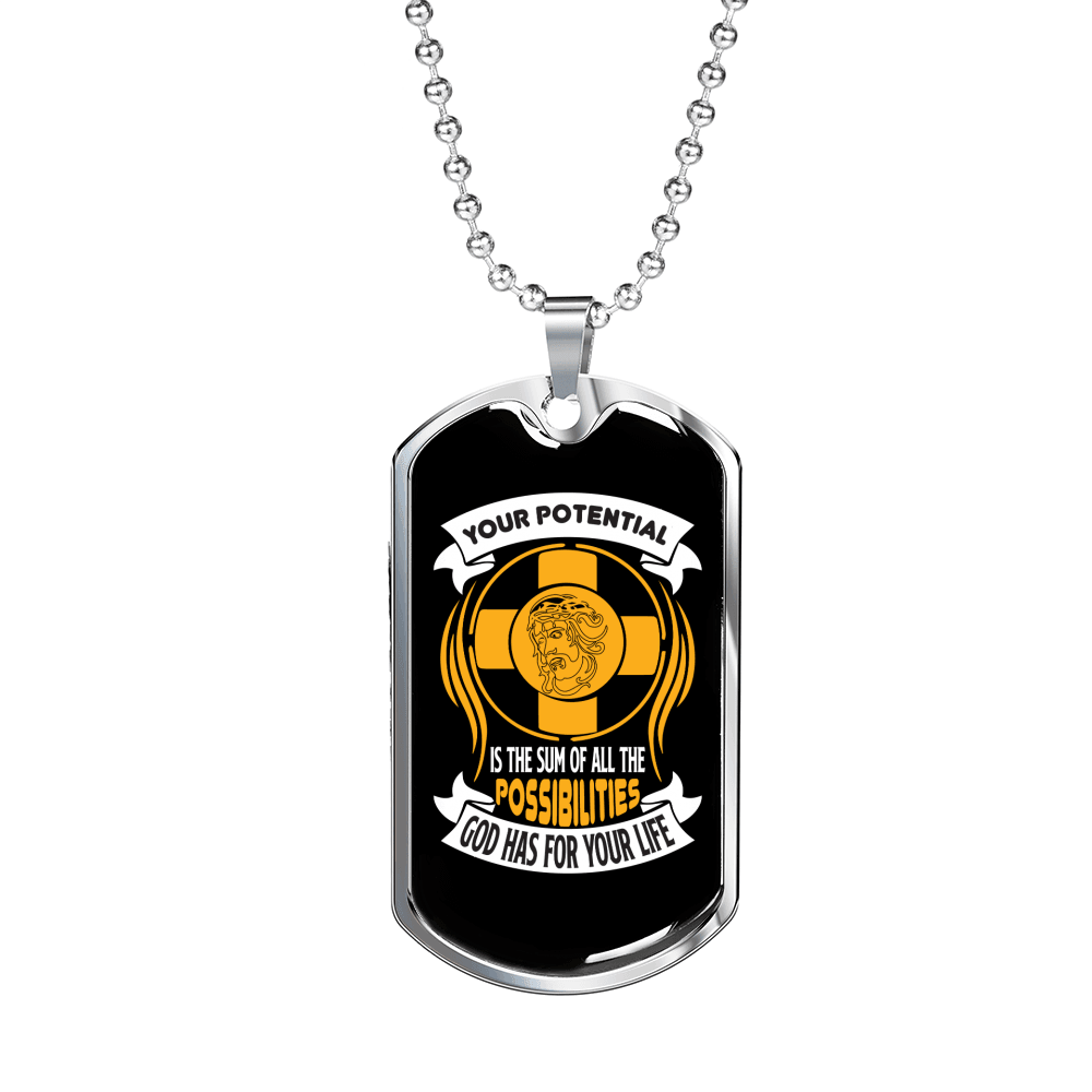 All The Possibilities Necklace Stainless Steel or 18k Gold Dog Tag 24" Chain-Express Your Love Gifts