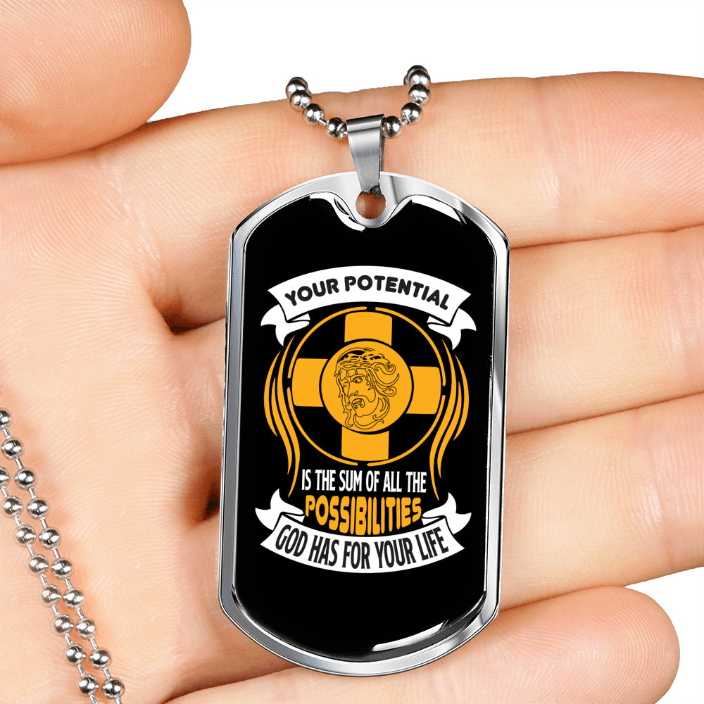 All The Possibilities Necklace Stainless Steel or 18k Gold Dog Tag 24" Chain-Express Your Love Gifts