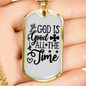All The Time Necklace Stainless Steel or 18k Gold Dog Tag 24" Chain-Express Your Love Gifts