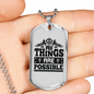 All Things Are Possible Cross Necklace Stainless Steel or 18k Gold Dog Tag 24" Chain-Express Your Love Gifts