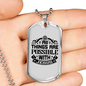 All Things Are Possible Jesus Necklace Stainless Steel or 18k Gold Dog Tag 24" Chain-Express Your Love Gifts