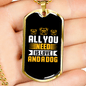 All You Need Is Love And A Dog Yellow White Necklace Stainless Steel or 18k Gold Dog Tag 24" Chain-Express Your Love Gifts