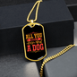 All You Need is Love Pink Necklace Stainless Steel or 18k Gold Dog Tag 24" Chain-Express Your Love Gifts