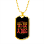 All You Need is Love Pink Necklace Stainless Steel or 18k Gold Dog Tag 24" Chain-Express Your Love Gifts