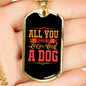 All You Need is Love Pink Necklace Stainless Steel or 18k Gold Dog Tag 24" Chain-Express Your Love Gifts