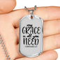 All You Need Necklace 2 Corinthians 12:9 Stainless Steel or 18k Gold Dog Tag 24" Chain-Express Your Love Gifts