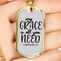 All You Need Necklace 2 Corinthians 12:9 Stainless Steel or 18k Gold Dog Tag 24" Chain-Express Your Love Gifts