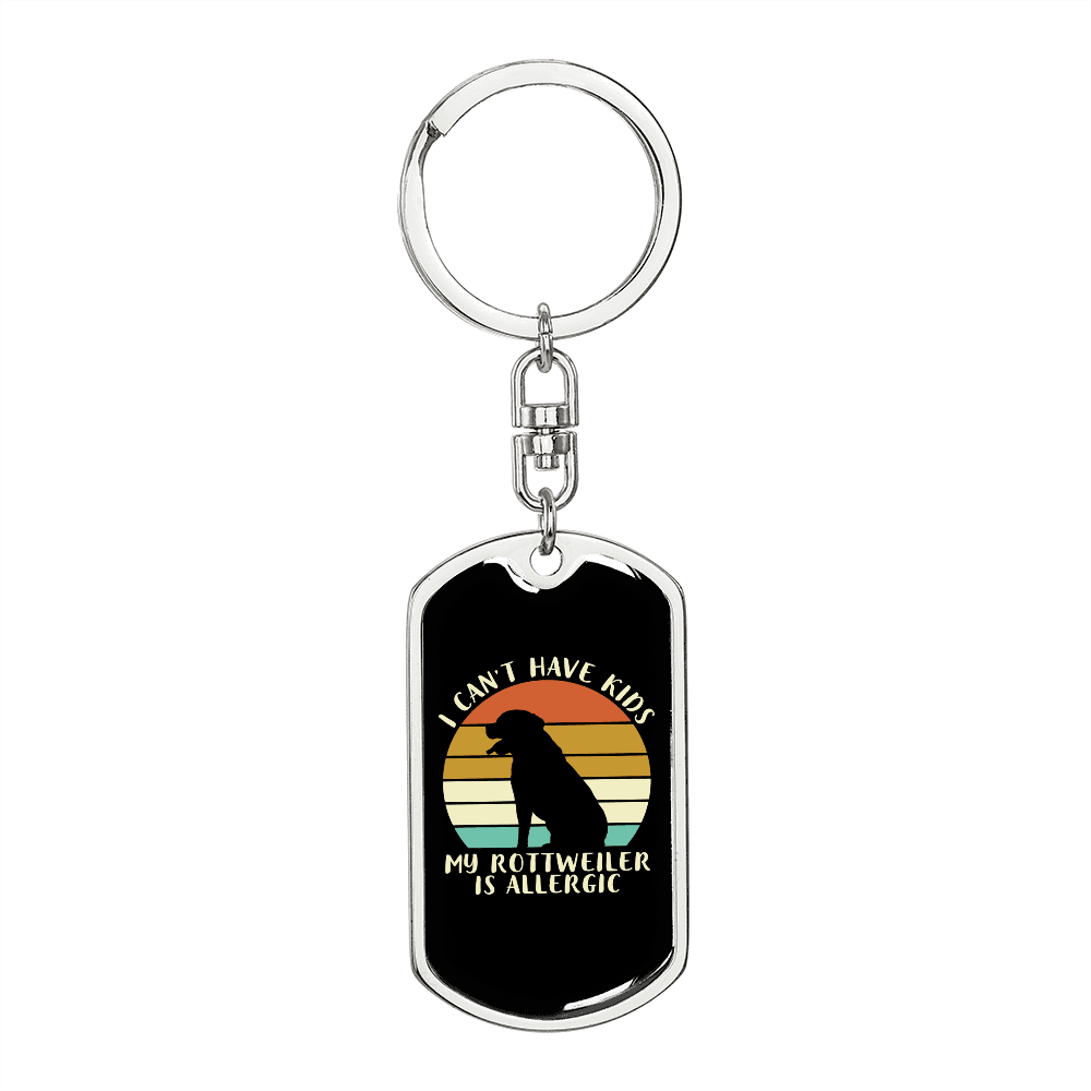 Allergic Rotweiler Keychain Stainless Steel or 18k Gold Dog Tag Keyring-Express Your Love Gifts