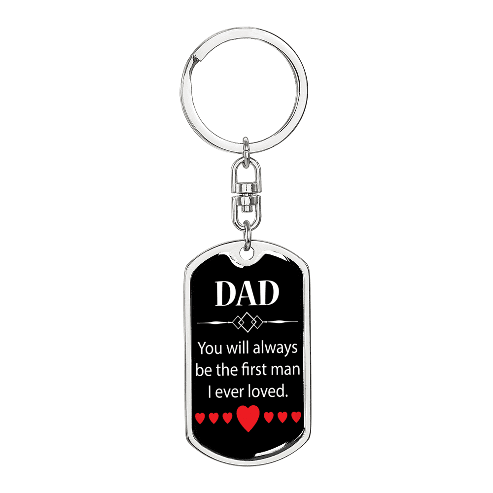 Always Be The First Man Keychain Stainless Steel or 18k Gold Dog Tag Keyring-Express Your Love Gifts